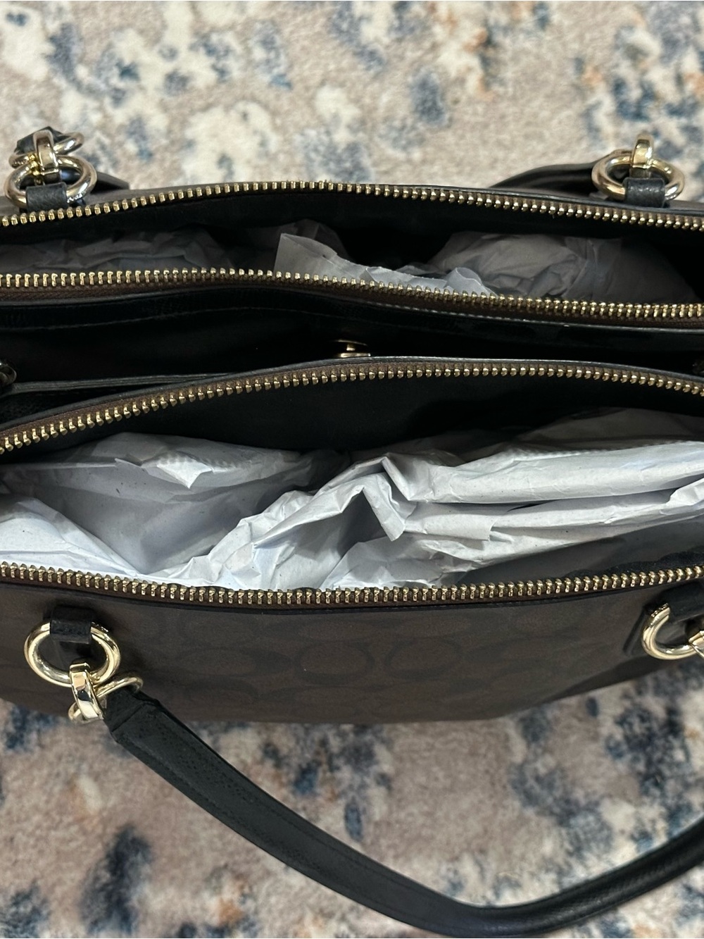 Coach Signature Tote with Double Zip Top - Picture 4 of 6